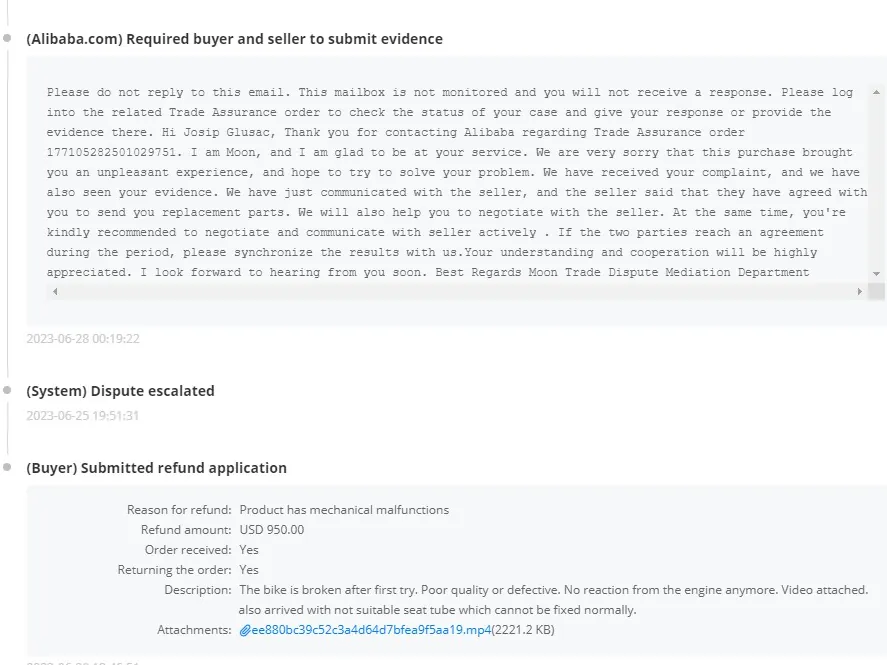 Pokretanje spora na Alibabi