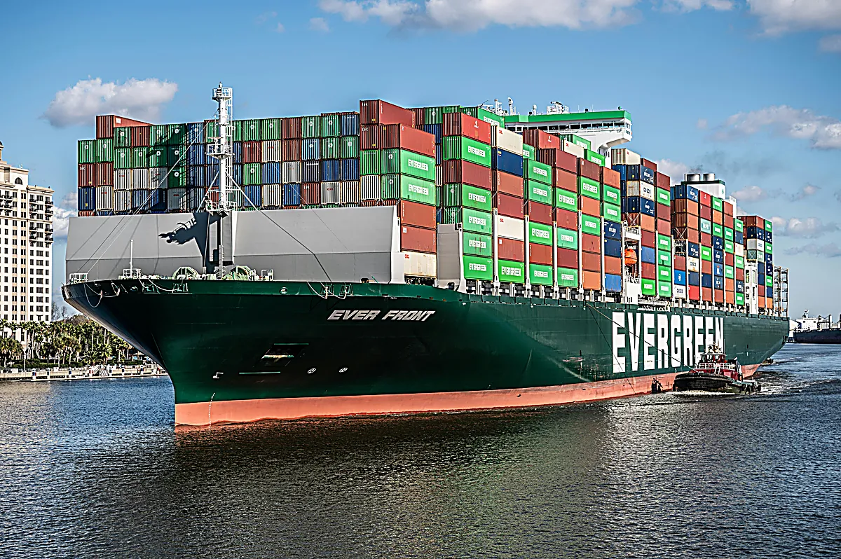 Cargo ship transporting goods