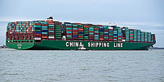 Container ship carrying cargo from China